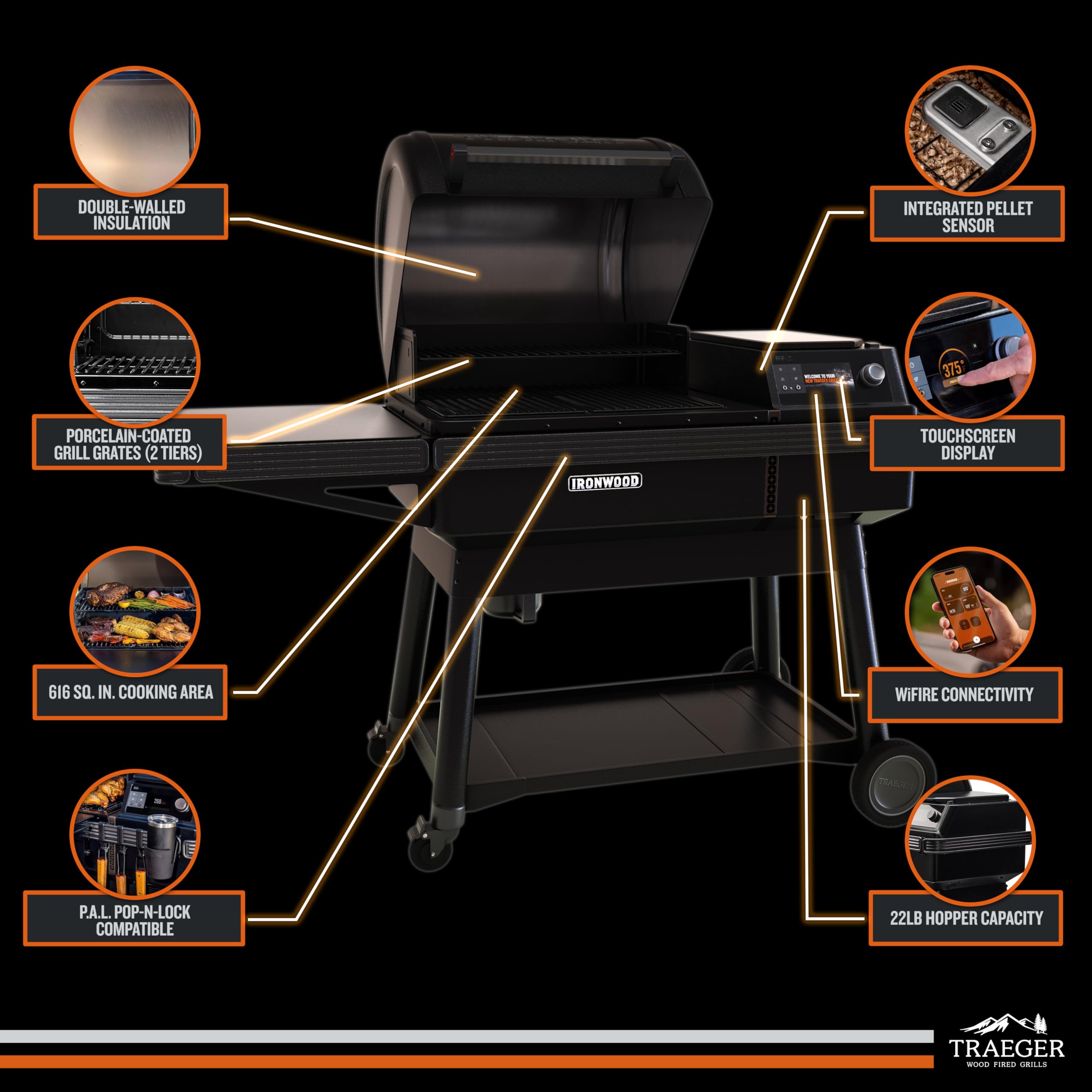 Traeger ウッドグリル 大サイズ Amazon.co.jp: Traeger Grills Ironwood Electric 木製ペレットグリル